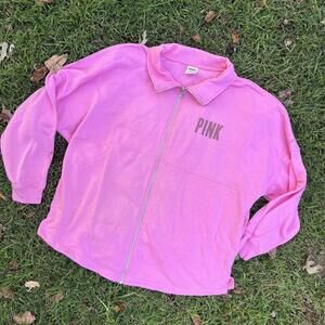 VS Pink Hoodie Womens Large Big  LOGO  full front zip up Sweater